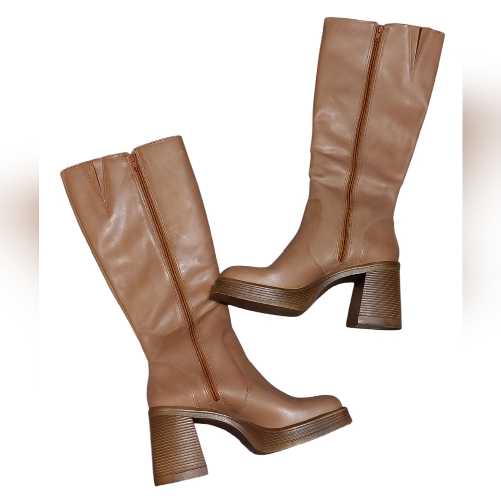 Steve Madden Size 11 Women's Tan Fanatik Leather Chunky Boots